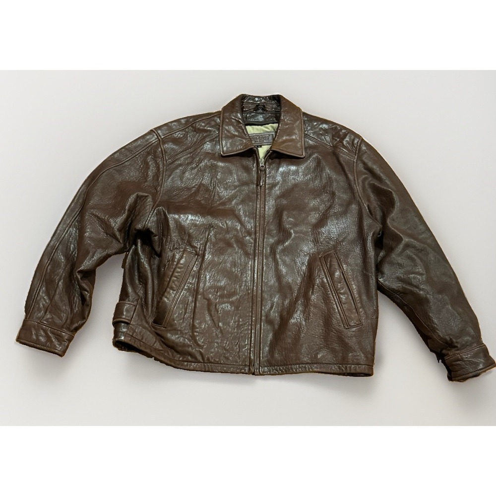 Vintage Couture J Park Heavy Lamb Leather Bomber Jacket L Indiana Jones Top Gun